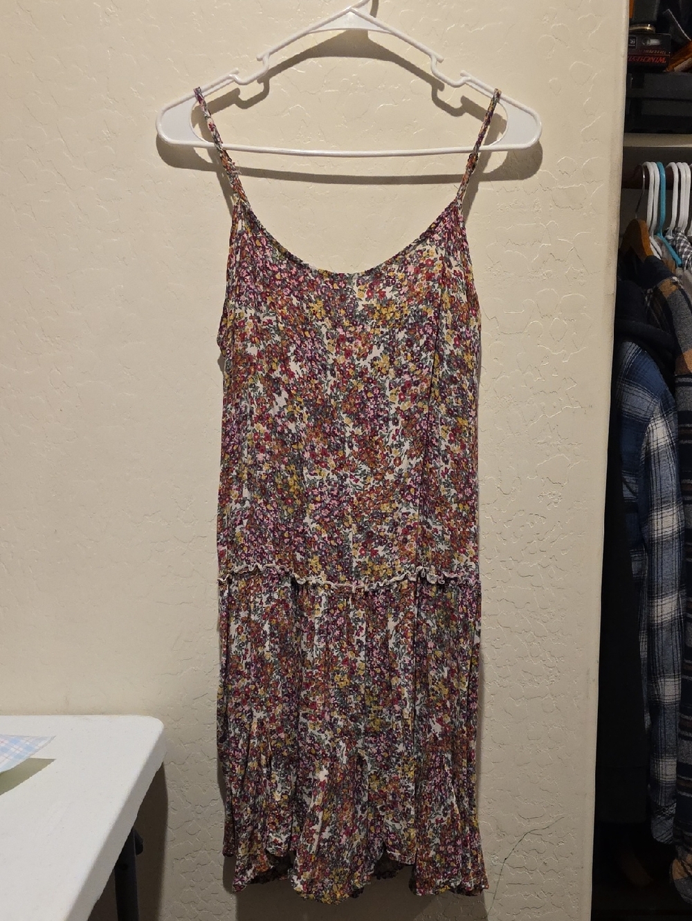 wild fable Floral Print Spaghetti Strap Dress in Green, Yellow, Purple